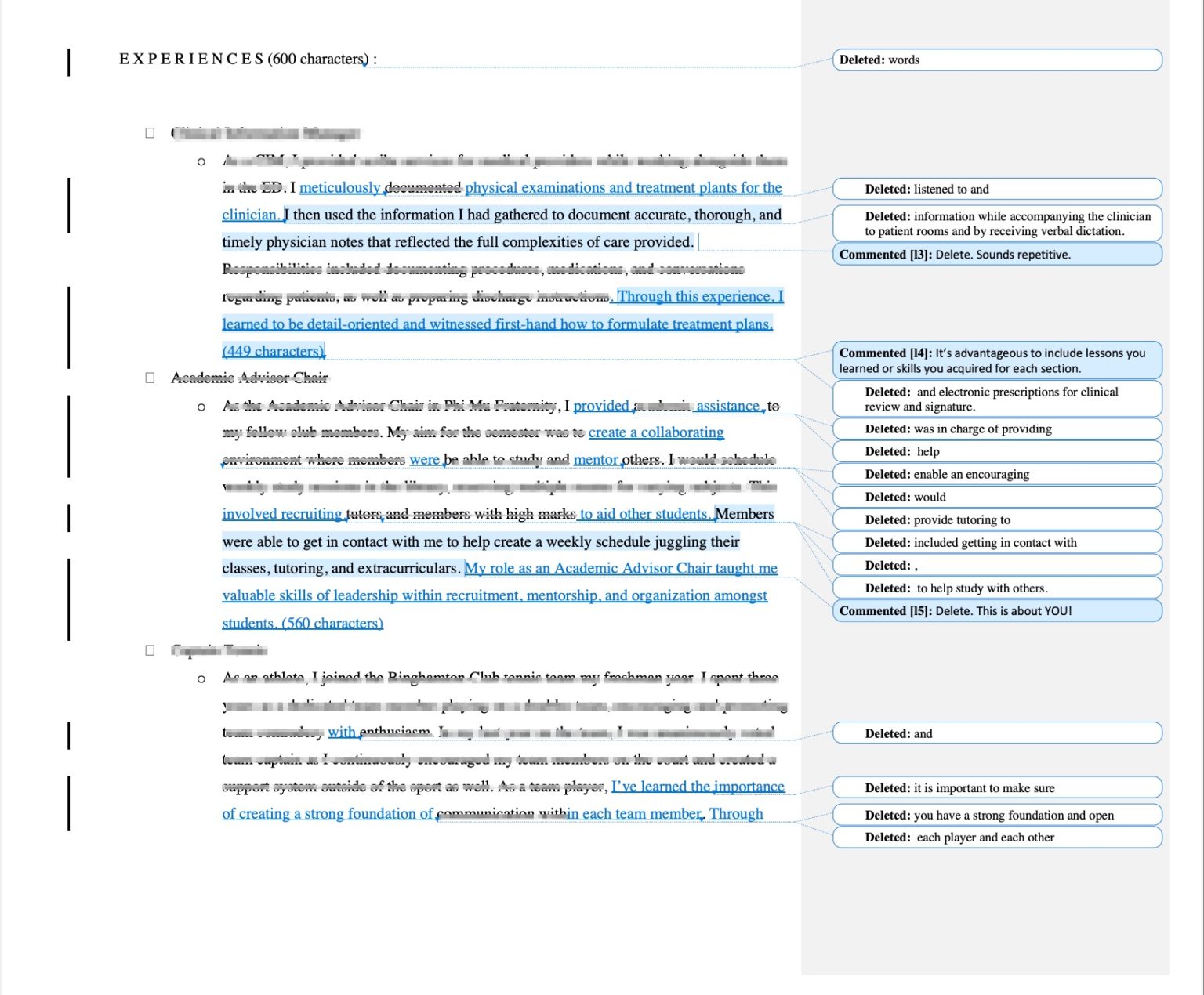 CASPA APPLICATION REVISIONS PACKAGES Lillythepa